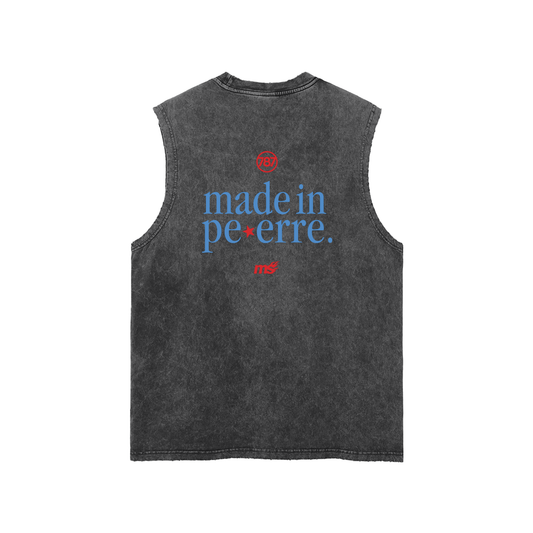 Made in Pe-Erre Snow Washed Tank Top — Blue/Red