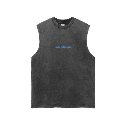 Made in Pe-Erre Snow Washed Tank Top — Blue/Red